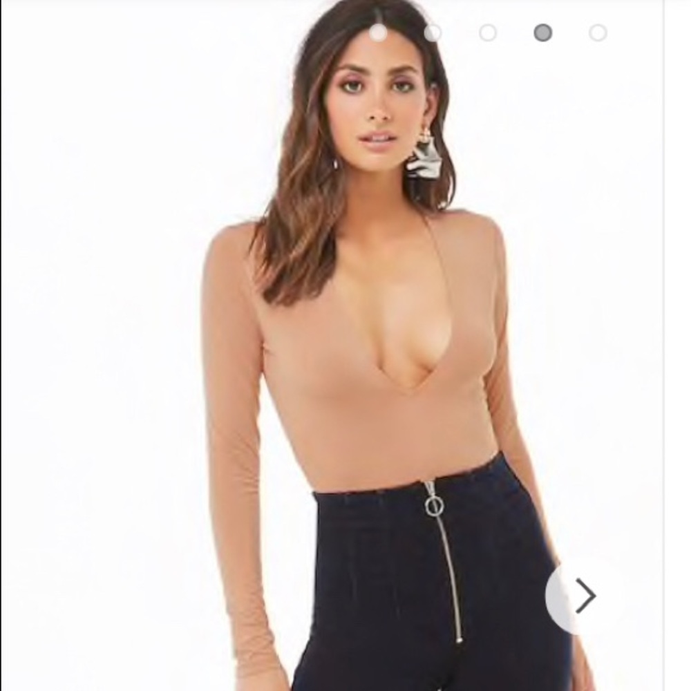 Forever 21 Long Sleeve V Neck Body Suit